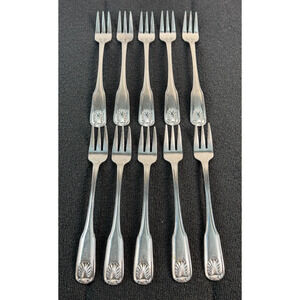 Wallace Brand Ware Stainless Cocktail Forks Seafood "CORAL" Korea (Set of 10)
